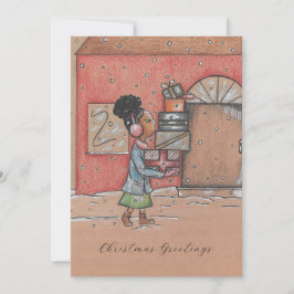 クリスマスグリーツノスタルジックフラットホリデーカード シーズンカード