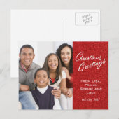 クリスマスグリーツファミリーホリデーカード シーズンポストカード (正面/裏面)