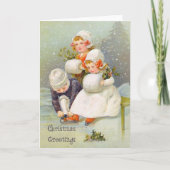 クリスマスグリーティングアイススケートで滑るキッズ シーズンカード (正面)