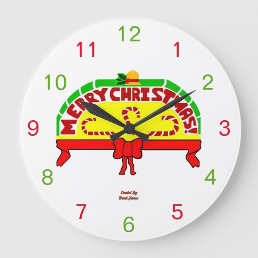 クリスマスグリーティングアクリルウォールクロック ラージ壁時計 (正面)
