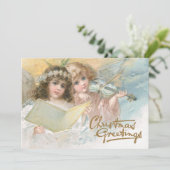 クリスマスグリーティングエンジェルミュージックヴァイオリンジョイヴィンテージ シーズンカード (スタンド正面)