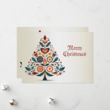 クリスマスグリーティングカラフルツリーフォークアート