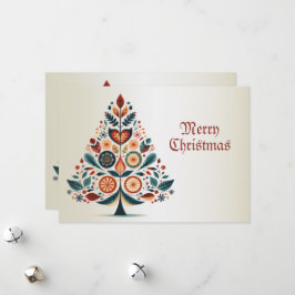 クリスマスグリーティングカラフルツリーフォークアート シーズンカード