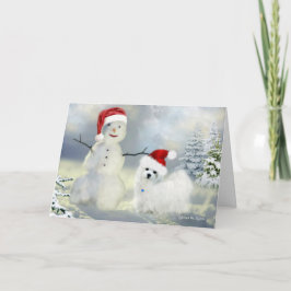 クリスマスグリーティングカードのマルチーズを歓迎する シーズンカード