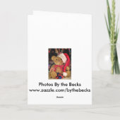 クリスマスグリーティングカードテディベア赤い帽子。 シーズンカード (裏面)