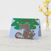 クリスマスグリーティングカード「バッド・キャット」 カード (黄色い花)