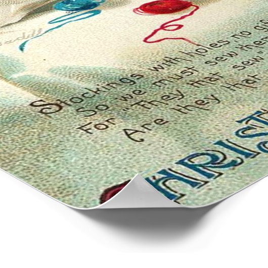 クリスマスグリーティングキッズ裁縫クリスマスソックス ポスター (角)