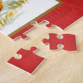 クリスマスグリーティングキツネヴィンテージの再生 ジグソーパズル (側面)