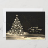 クリスマスグリーティングゴールデンシャイニーツリーウィンターブラック シーズンカード (裏面)