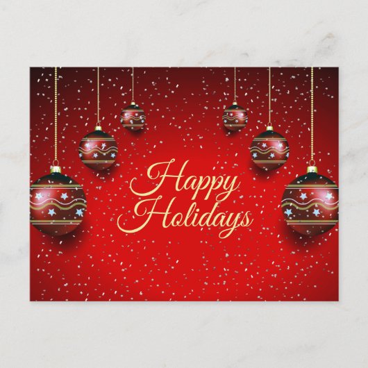クリスマスグリーティングゴールデンレッドウィンターホリデー ポストカード (正面)