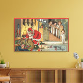 クリスマスグリーティングサンタがプレゼントを引き出す キャンバスプリント (インサイチュ (リビング))