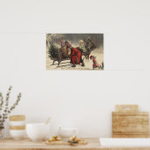 クリスマスグリーティングサンタとそり ポスター (キッチン)