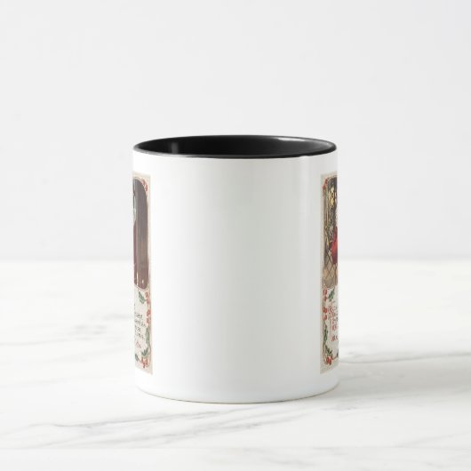 クリスマスグリーティングサンタと手ひげ マグカップ (中央)