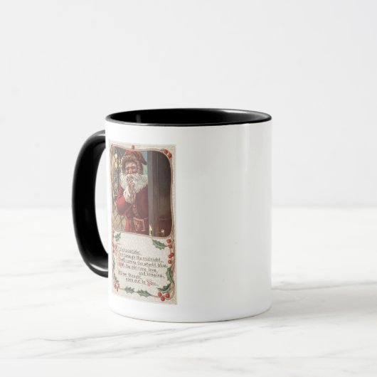 クリスマスグリーティングサンタと手ひげ マグカップ (正面左)