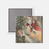 クリスマスグリーティングサンタと木とギフト マグネット (正面/裏面)