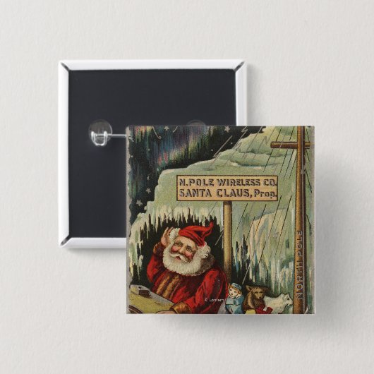 クリスマスグリーティングサンタアットノースポール 缶バッジ (正面&裏面)