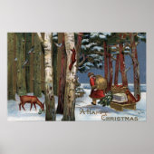 クリスマスグリーティングサンタ通り森 ポスター (正面)