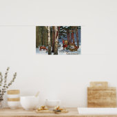 クリスマスグリーティングサンタ通り森 ポスター (キッチン)