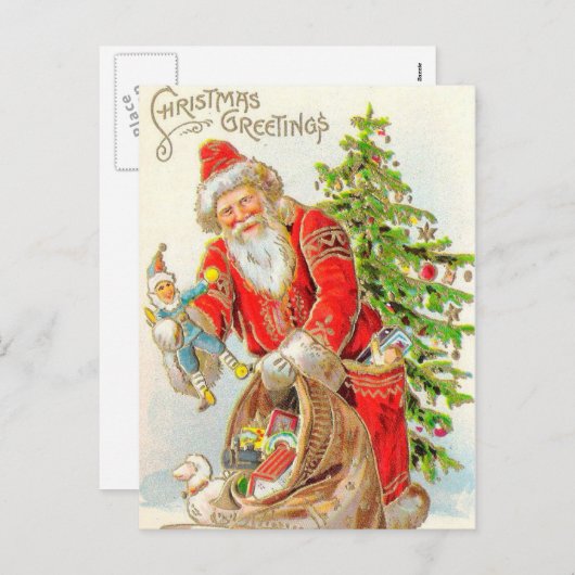 クリスマスグリーティングサンタ シーズンポストカード (正面/裏面)