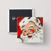 クリスマスグリーティングサンタ 缶バッジ (正面&裏面)