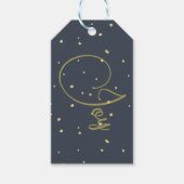 クリスマスグリーティングジョイブルー金ゴールド色 ギフトタグ (正面)