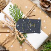 クリスマスグリーティングジョイブルー金ゴールド色 ギフトタグ