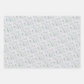 クリスマスグリーティングスウィンターグリーンの水色 ラッピングペーパーシート (正面3)