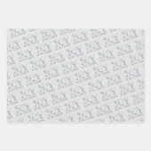 クリスマスグリーティングスウィンターグリーンの水色 ラッピングペーパーシート (正面2)