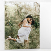 クリスマスグリーティングスクリプト/Glam金ゴールド葉の写真 三つ折りクリスマスカード (内部最初)