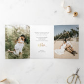 クリスマスグリーティングスクリプト/Glam金ゴールド葉の写真 三つ折りクリスマスカード (内部)