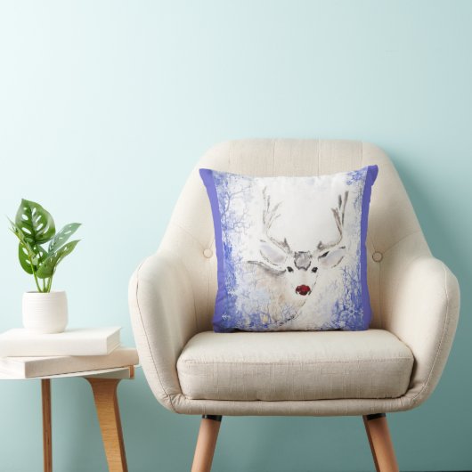 クリスマスグリーティングディアブルーの雪 クッション (椅子)