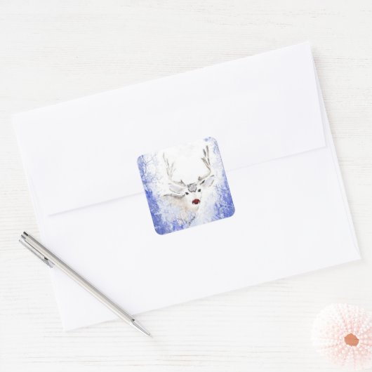 クリスマスグリーティングディアブルーの雪 スクエアシール (封筒)