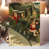 クリスマスグリーティングトレインヴィンテージ シーズンポストカード