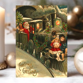 クリスマスグリーティングトレインヴィンテージ シーズンポストカード