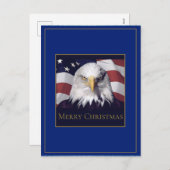 クリスマスグリーティングハガキ米国国旗&イーグル シーズンポストカード (正面/裏面)