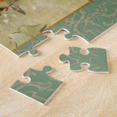 クリスマスグリーティングバードのヴィンテージ再生 ジグソーパズル (側面)