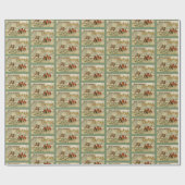 クリスマスグリーティングバードのヴィンテージ再生 ラッピングペーパー (フラット)