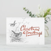 クリスマスグリーティングバードミストレトーブランチヴィンテージ シーズンカード (スタンド正面)
