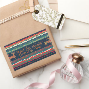 クリスマスグリーティングパターンデザイン 長方形シール