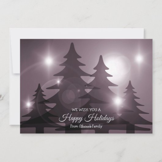 クリスマスグリーティングピンクの木々紫の冬 シーズンカード (裏面)