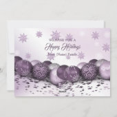 クリスマスグリーティングピンクパープルオーナメント雪片 シーズンカード (裏面)