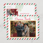 クリスマスグリーティングファミリーフォトグリッター航空便 ポストカード (正面/裏面)