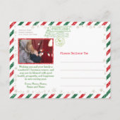 クリスマスグリーティングファミリーフォトグリッター航空便 ポストカード (裏面)