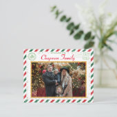 クリスマスグリーティングファミリーフォトグリッター航空便 ポストカード (スタンド正面)