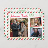 クリスマスグリーティングファミリーフォトグリッター航空便 ポストカード (正面/裏面)