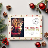 クリスマスグリーティングファミリーフォトノースポールスタンプ シーズンカード