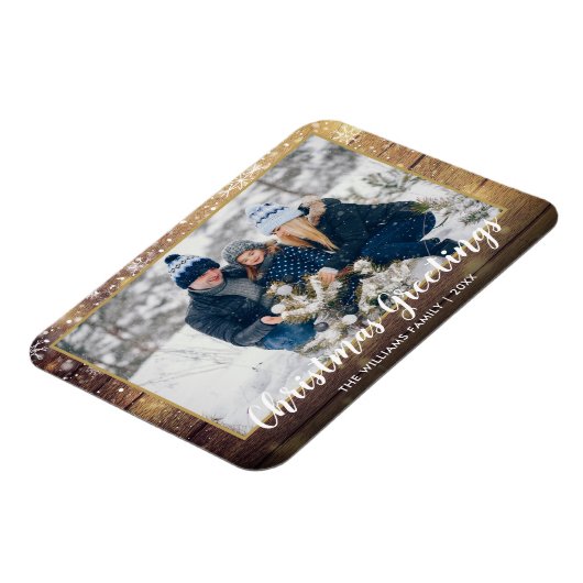 クリスマスグリーティングフォトカントリー素朴ウッド マグネット (左側)