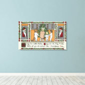 クリスマスグリーティングフォークアートクリスマスシーン キャンバスプリント (インサイチュ (ウッドフロア))