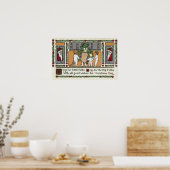 クリスマスグリーティングフォークアートクリスマスシーン ポスター (キッチン)