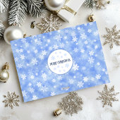 クリスマスグリーティングブルー雪片ファミリーの写真 シーズンカード